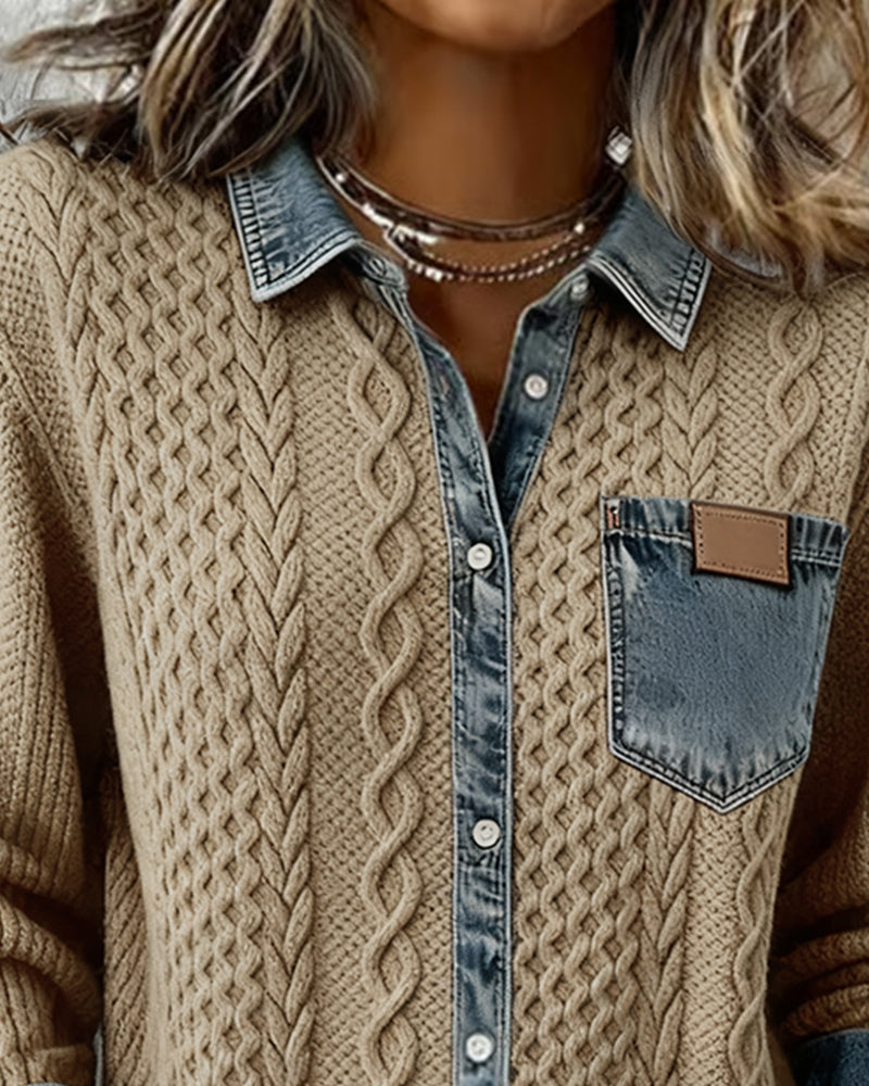Chemise Manches Longues À Patchwork Jean