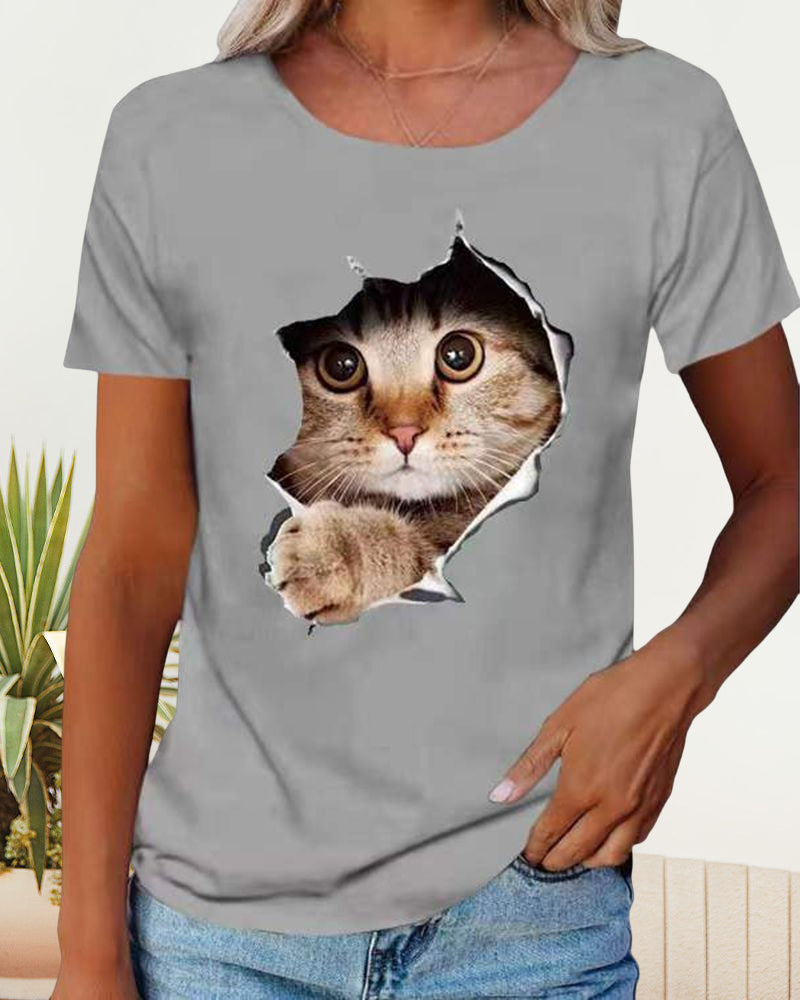 T-shirt avec imprimé chat