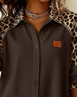 Chemise Col Revers Boutonnée Imprimé Léopard