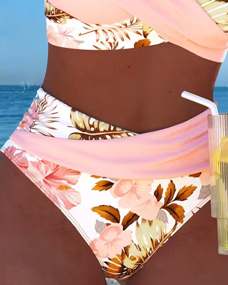 Bikini Contraste Floral Fendu