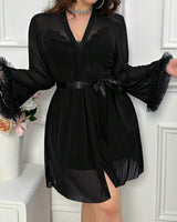 Sexy Dentelle Chemise de Nuit Jarretelles Ensemble