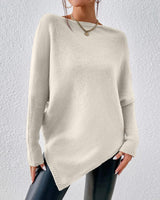 Pull uni à ourlet irrégulier