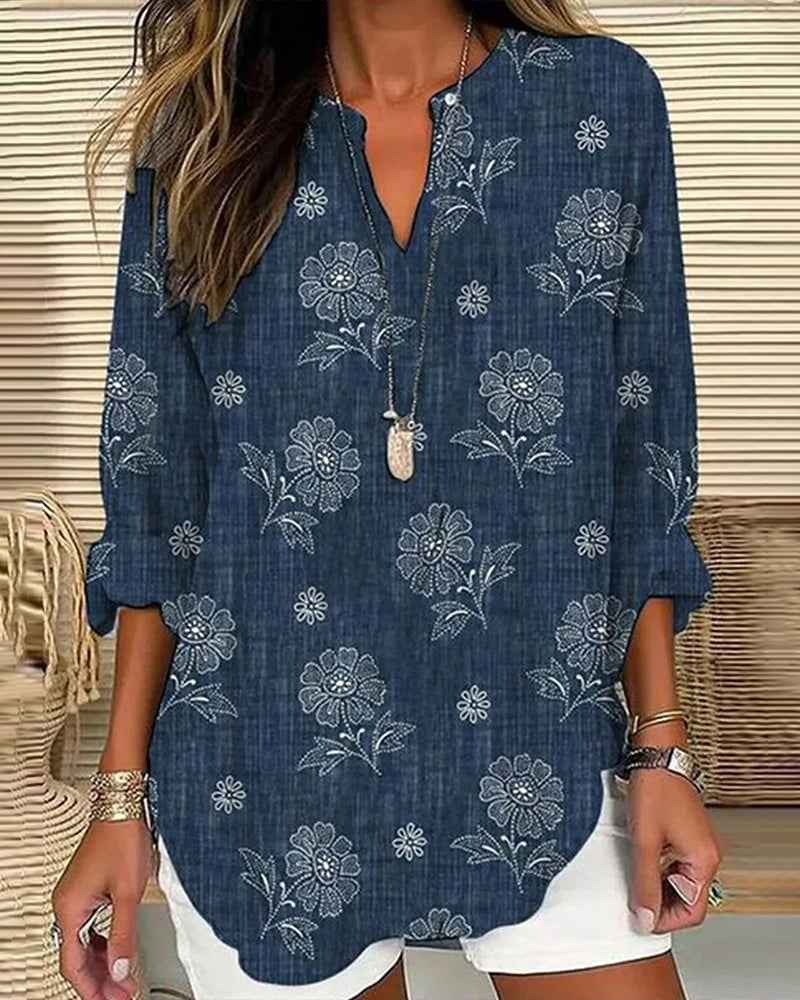 Blouse décontractée à imprimé floral