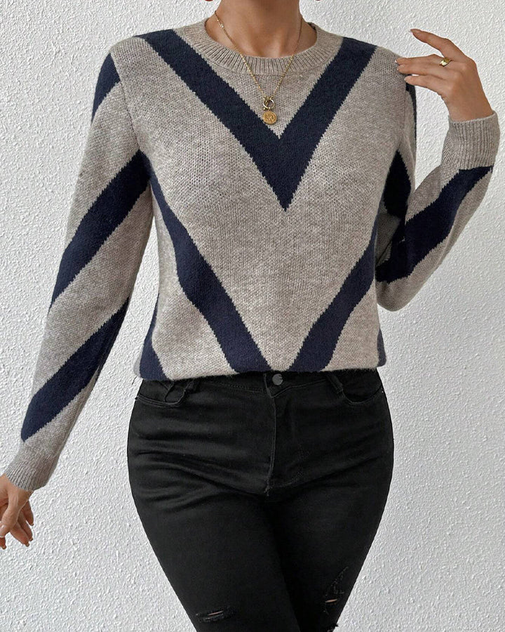 Pull Avec Caractéristiques Imprimé Géométrique Et Col Rond