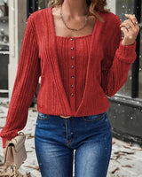 Pull Faux Deux-Pièces Tricoté