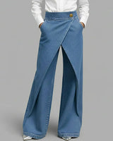 Pantalon Tendance Jambe Large En Denim