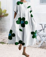 Robe ample imprimée à manches courtes