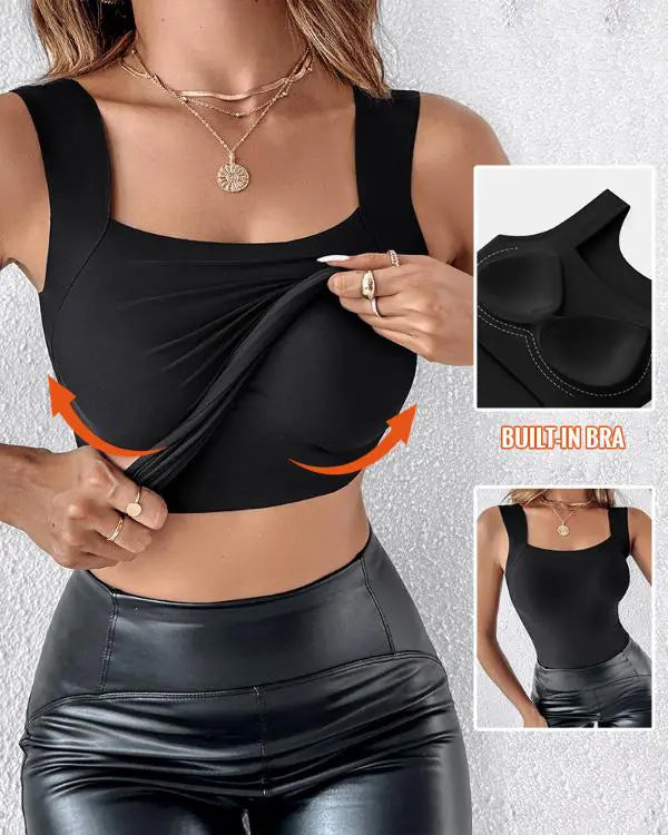 🔥Débardeur Gainant À Col En U Avec Soutien-Gorge Intégré