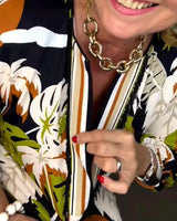 Robe à col en V imprimée noix de coco