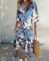 Robe chemise décontractée à imprimé floral