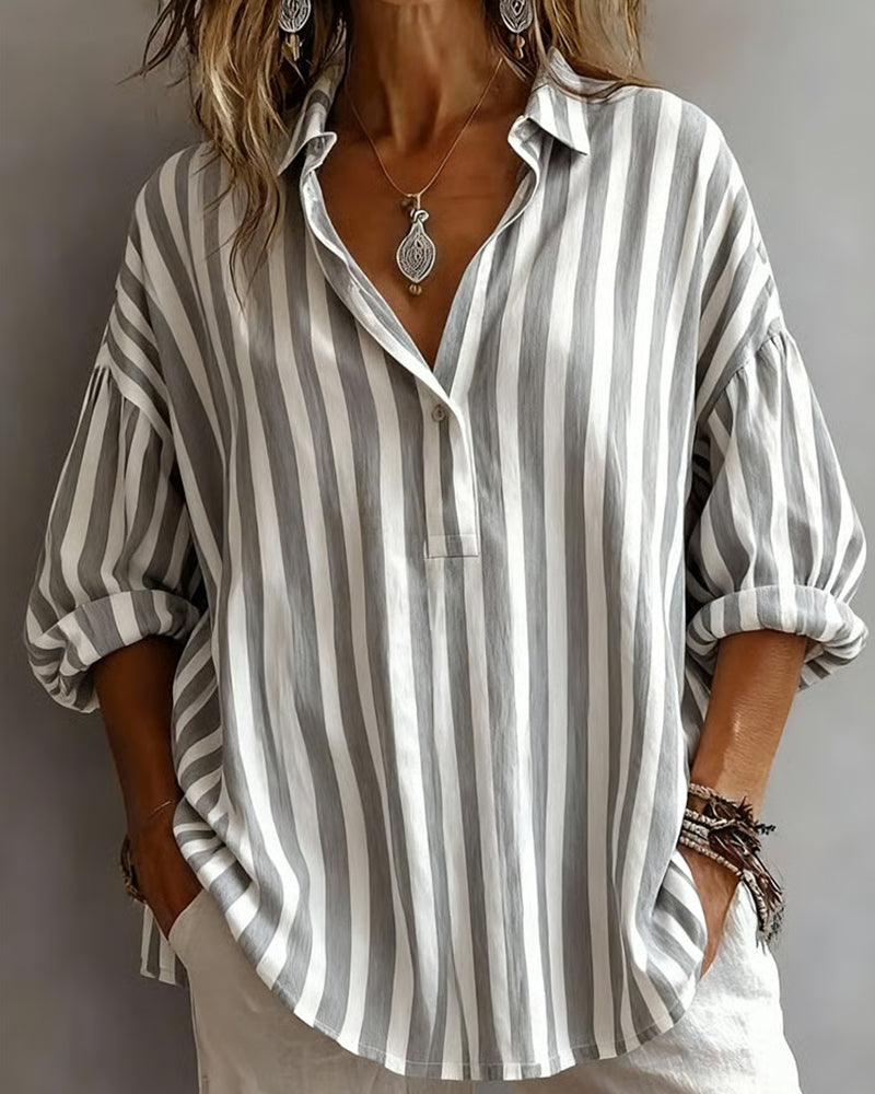 Blouse Rayée Ample À Col