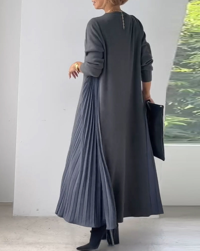 Robe pull plissée élégante à manches longues