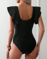 Maillot De Bain Volant En Mesh Une Pièce