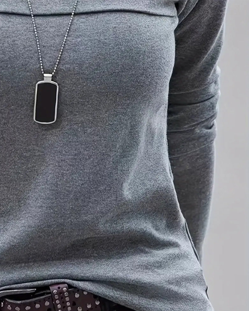 Haut Slim Fit Plissé Manches Longues