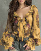 Blouse Imprimé Lotus Élégant