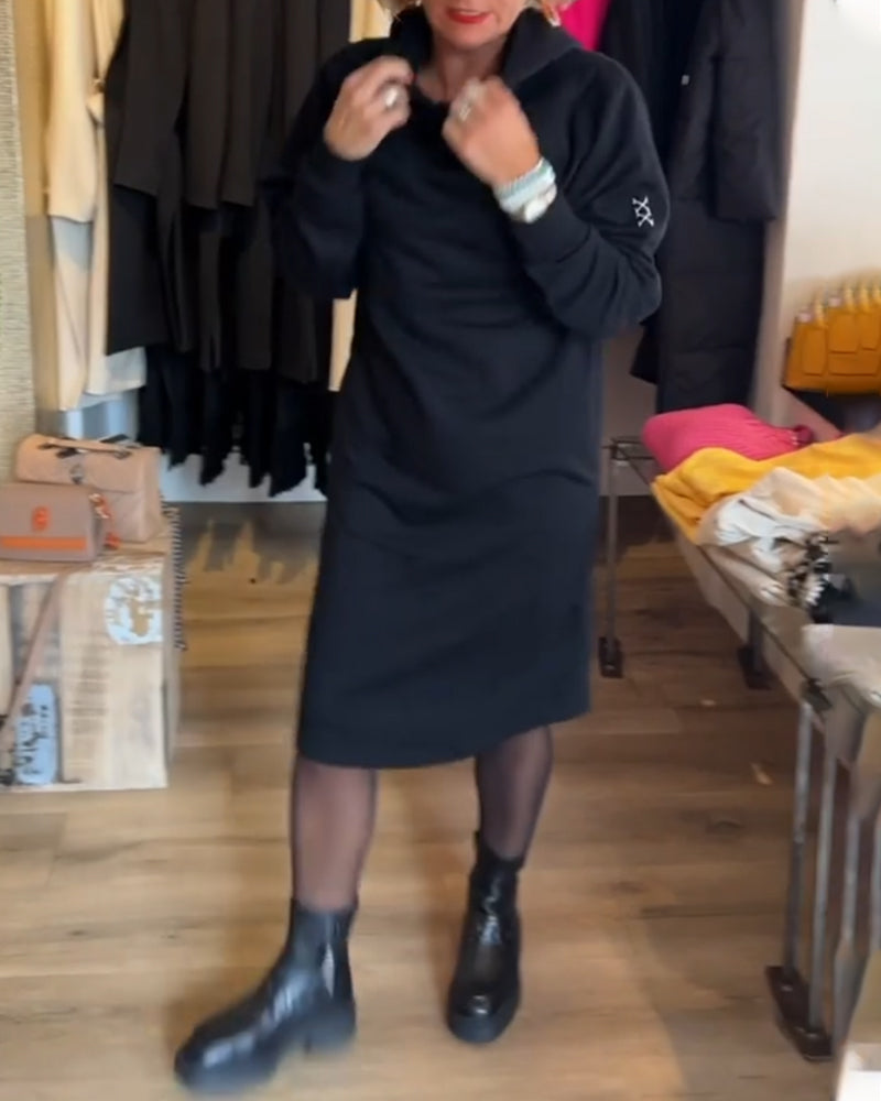 Robe à capuche unie avec poches