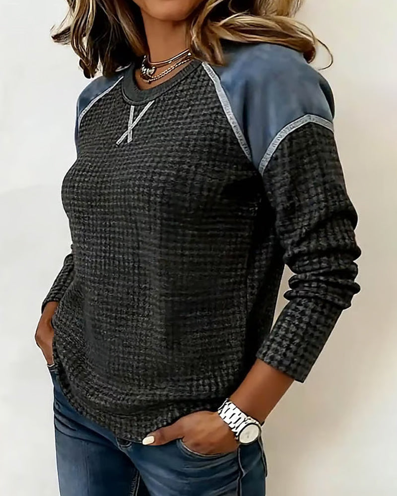Top Avec Texture en Waffle, Manches Raglan Et Design En Blocs De Couleur