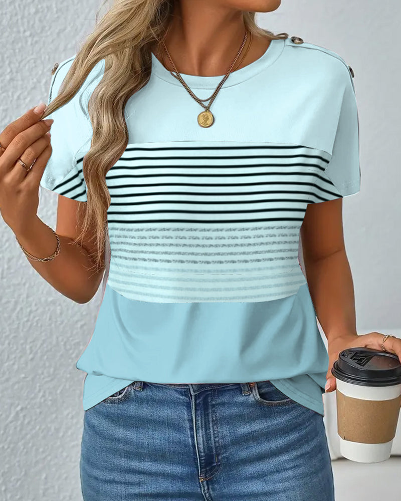 T-Shirt À Manches Courtes Imprimé Rayé