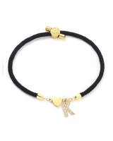 Cœur Initial Charme Lien Branché Bracelet