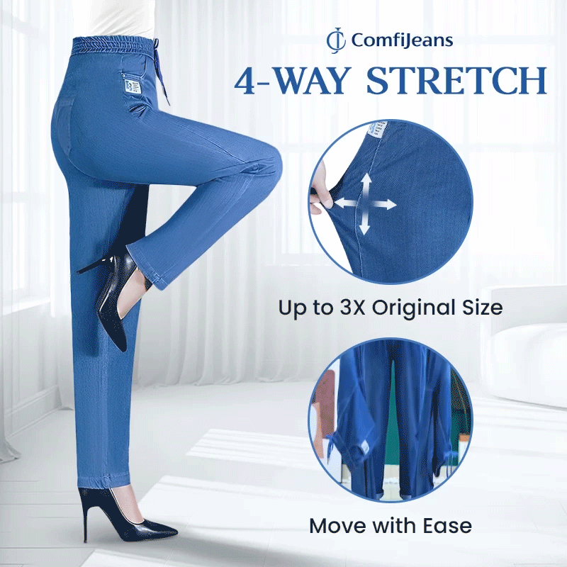 Haute Taille Ultra Élastique Mom Jeans