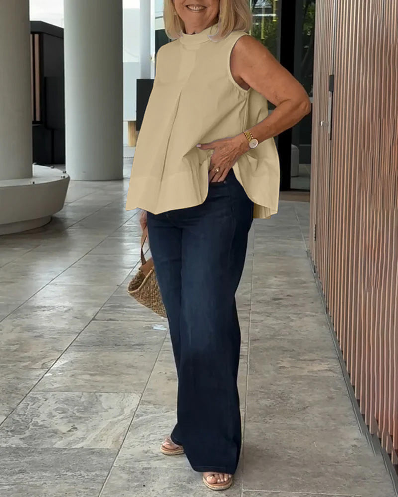 Blouse Sans Manches Unie Simple