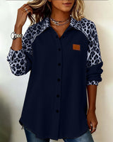 Chemise Col Revers Boutonnée Imprimé Léopard
