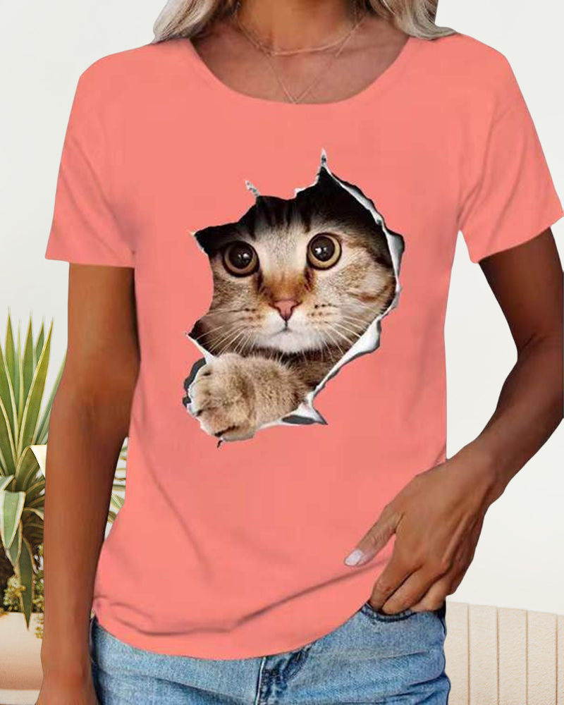 T-shirt avec imprimé chat