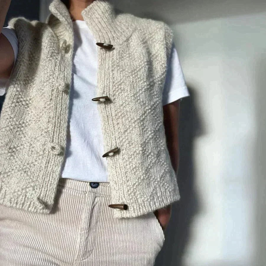 Theresa | Gilet tricoté en beige doux pour femme