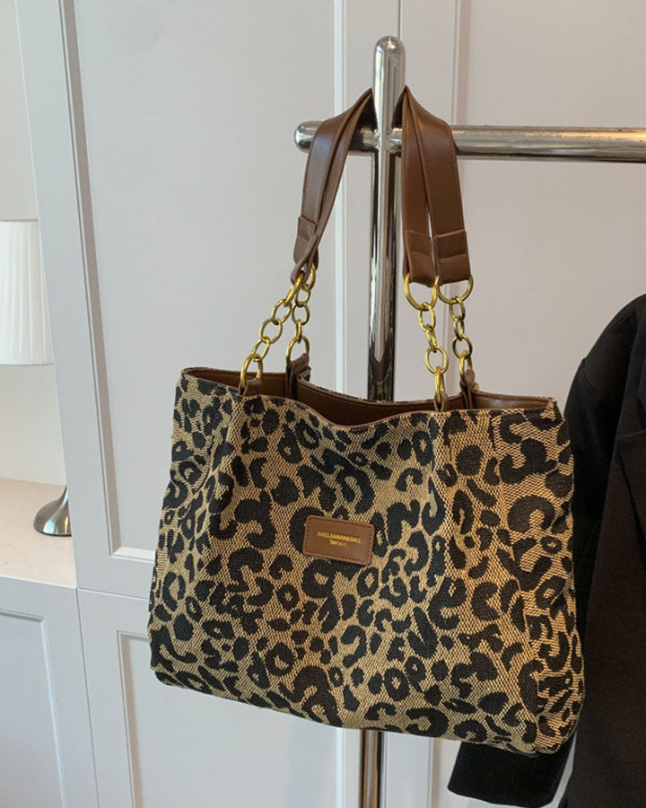 Sac porté épaule imprimé léopard