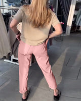 Pantalon Uni Décontracté Droit