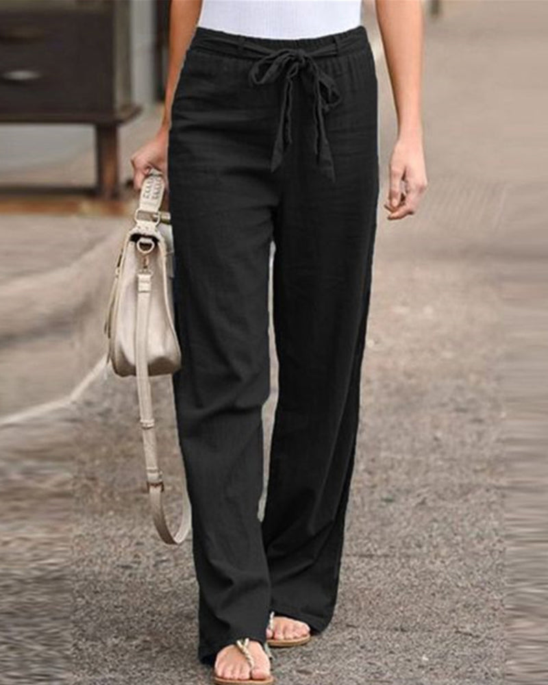 Pantalon à jambes droites et taille élastique