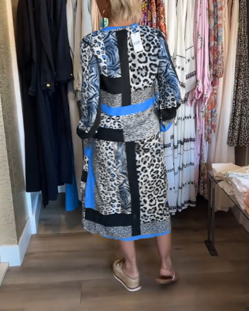 Robe imprimé géométrique léopard