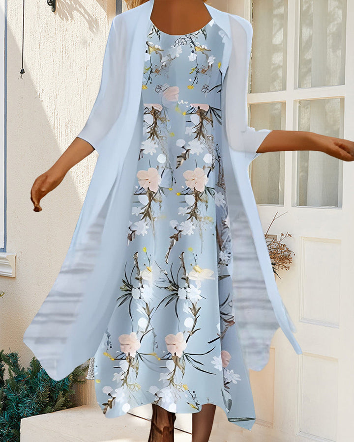 Robe ample manches 3/4 à imprimé fleuri