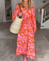 Robe à manches longues et imprimé floral