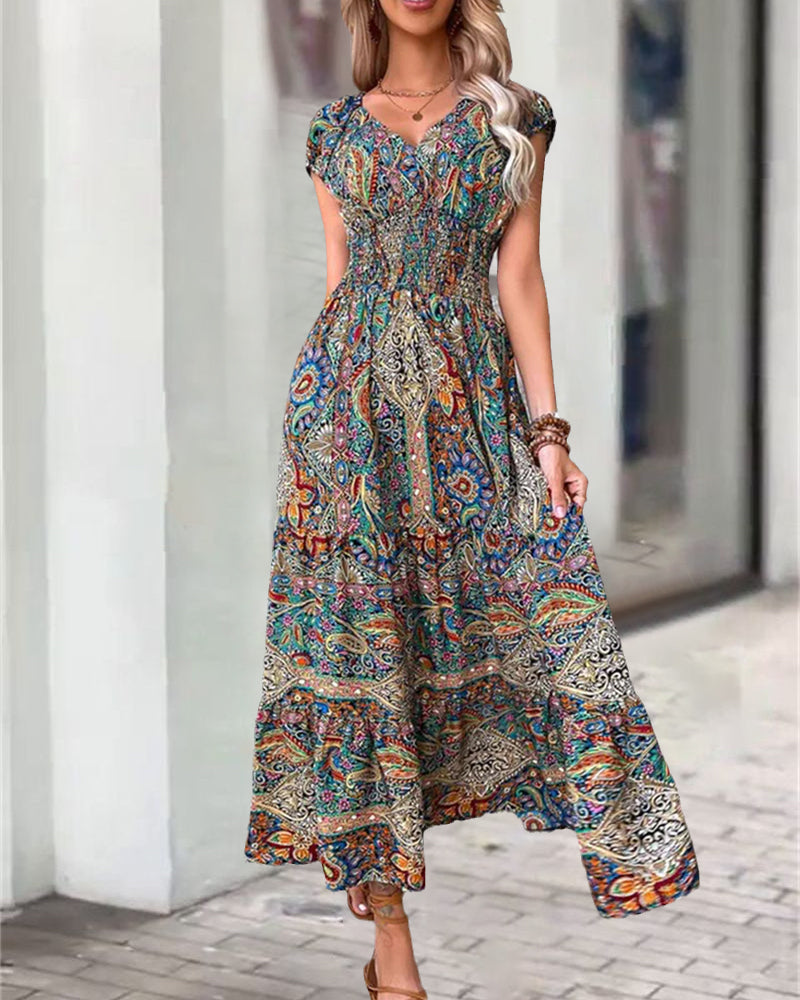 Robe élégante à imprimé vintage