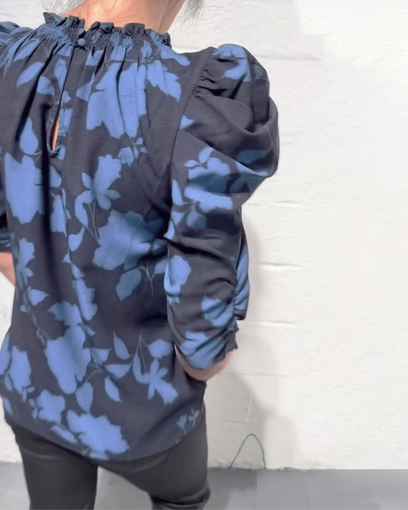 Blouse Manche Bouffante Volant