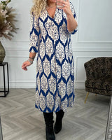 Robe à revers imprimé et fente latérale