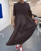 Robe longue décontractée de couleur unie