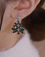 Boucles d'oreilles à tige en forme de sapin de noël