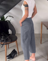 Pantalon décontracté asymétrique de couleur unie simple