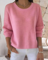 Pull Uni Col Rond Épaule Tombante