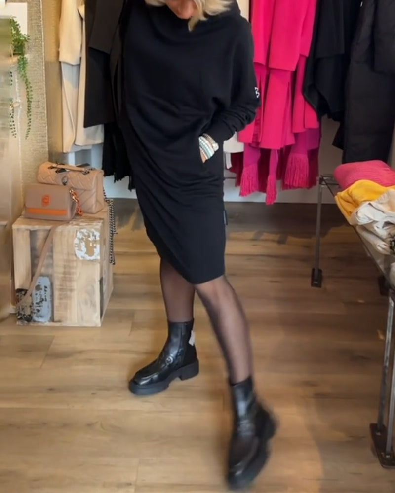 Robe à capuche unie avec poches