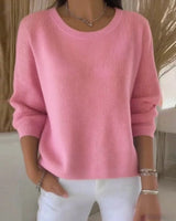 Pull Uni Col Rond Épaule Tombante