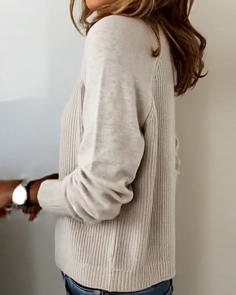 Pull Élégant Bouton Manche Raglan