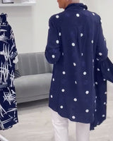 Chemise décontractée à revers imprimé à pois