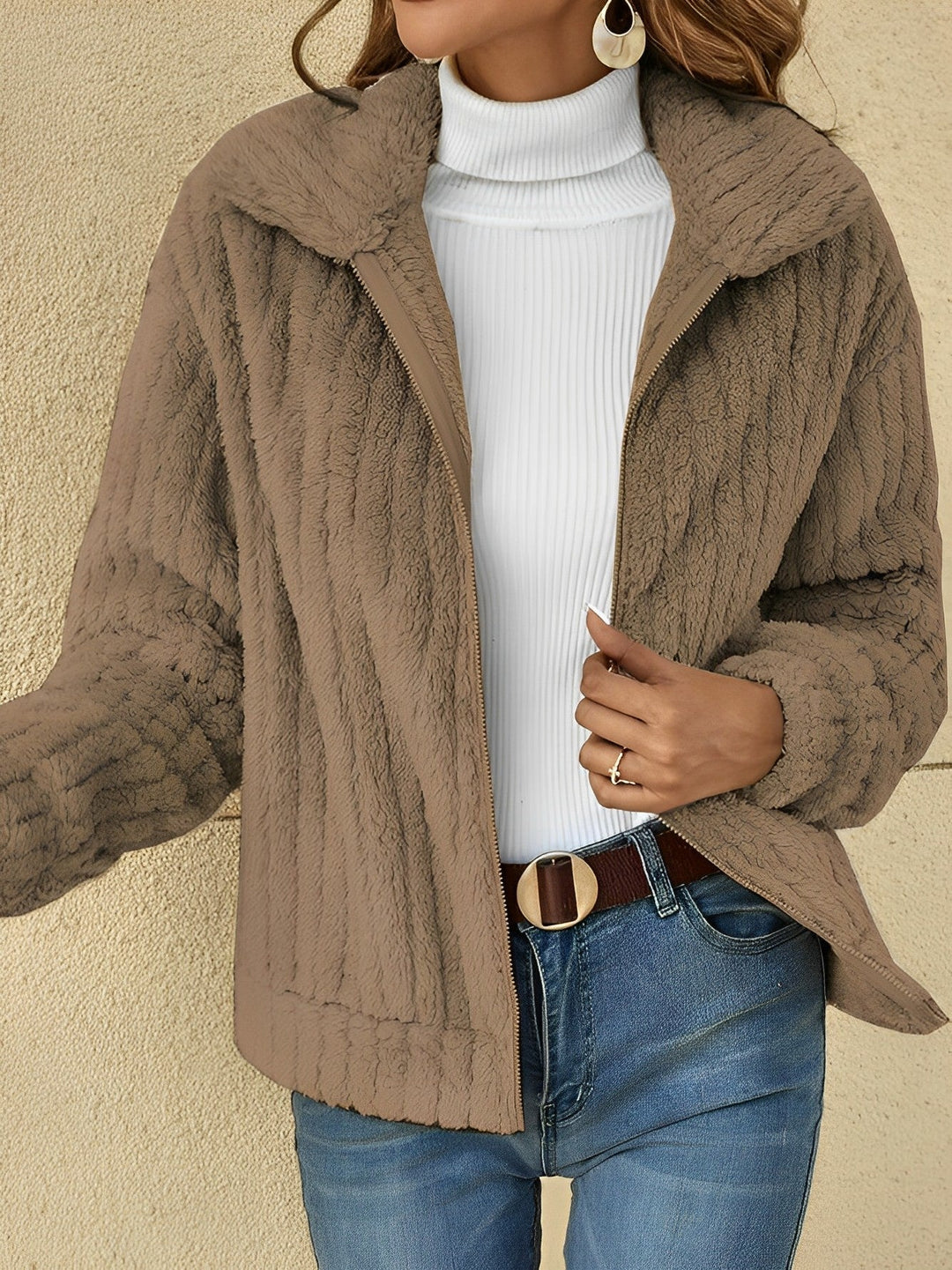 Elif | Manteau en peluche au style décontracté et confortable pour femme