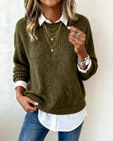 Pull À Col Chemise Avec Design Patchwork