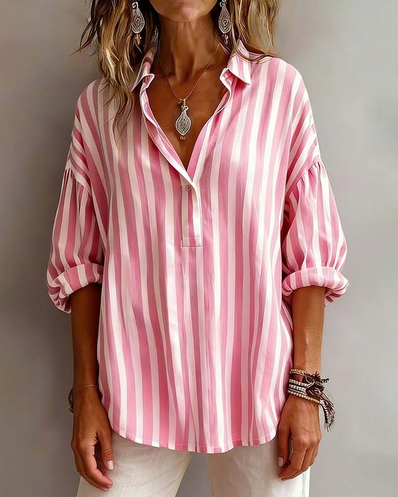 Blouse Rayée Ample À Col