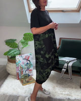 Robe patchwork décontractée à imprimé floral et col rond