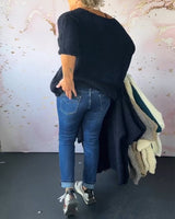 Pull décontracté de couleur unie à col en V